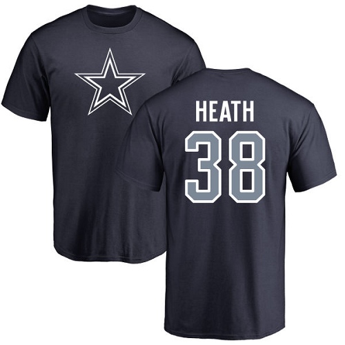 Men Dallas Cowboys Navy Blue Jeff Heath Name and Number Logo #38 Nike NFL T Shirt->nfl t-shirts->Sports Accessory